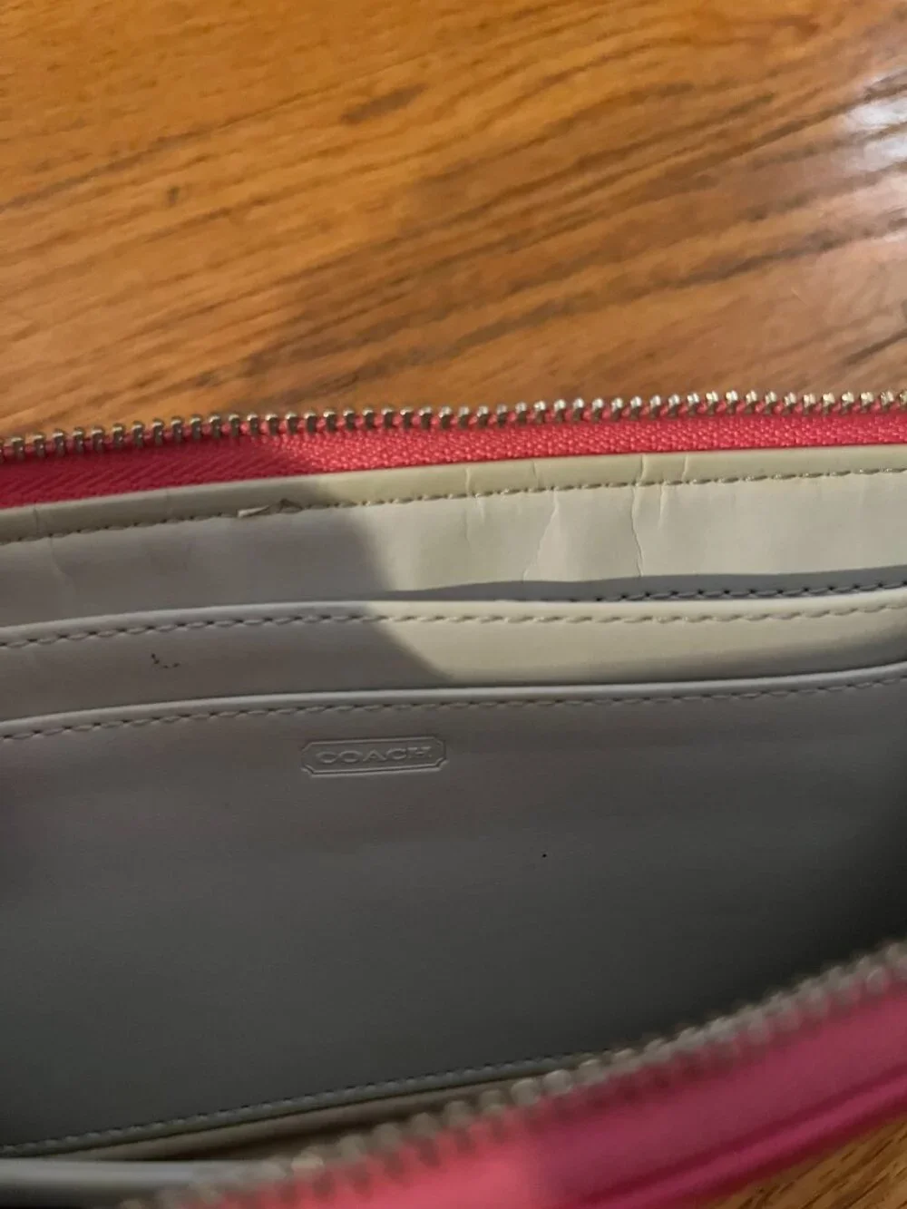 Pink Leather Coach Wristlet